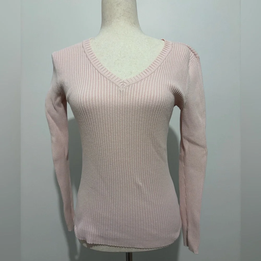 St John’s bay cotton blend sweater vneck light pink